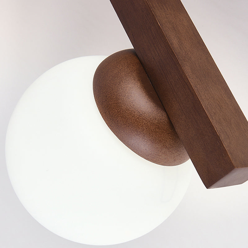 New Chinese Style Wooden Ceiling Light Ball Shape Shade Ceiling Lamp for Living Room