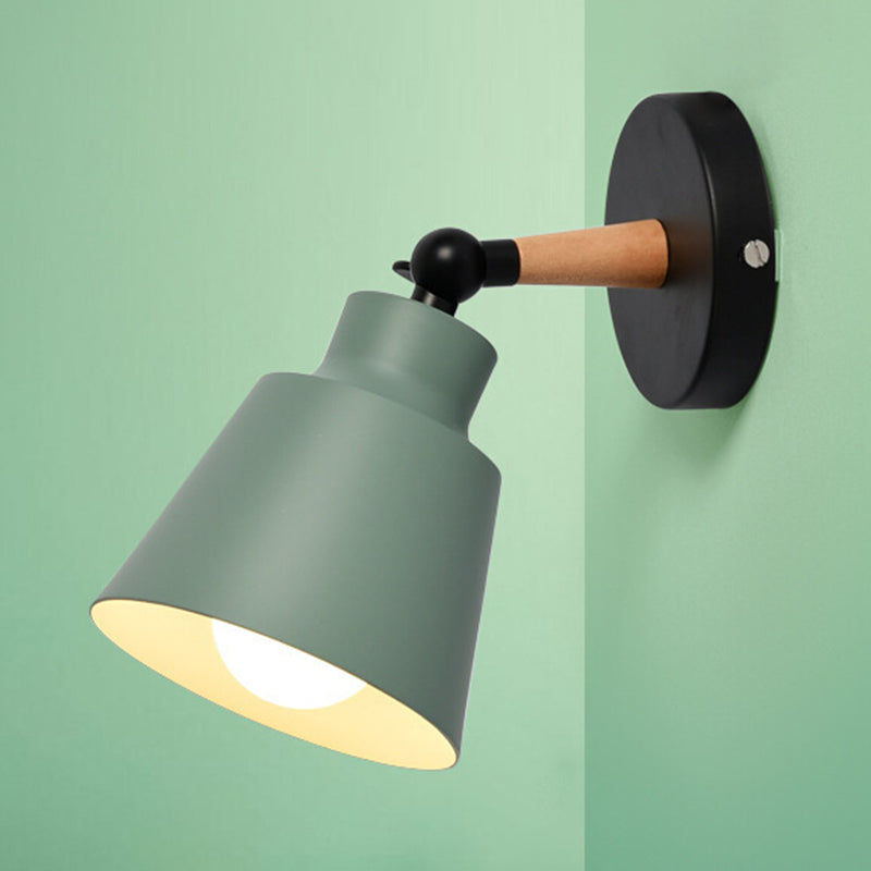 Contemporary Wood Wall Light Flush Mount Macaron Lighting for Living Room