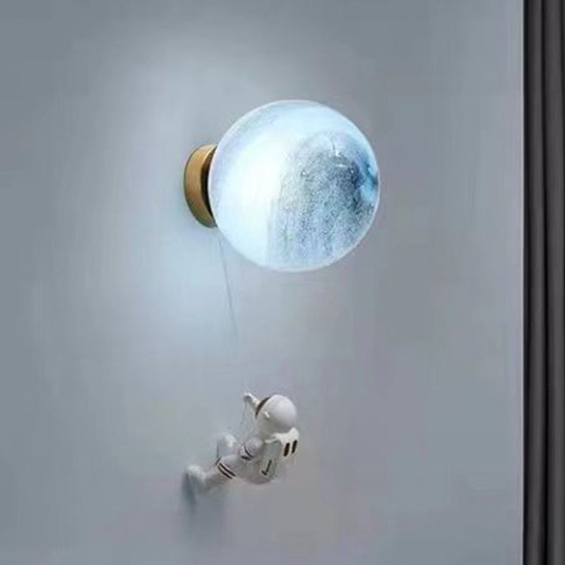 Children Metal Wall Light Flush Mount Globe Shaded Lighting for Foyer and Home