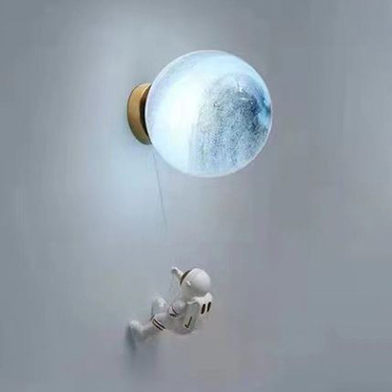 Children Metal Wall Light Flush Mount Globe Shaded Lighting for Foyer and Home