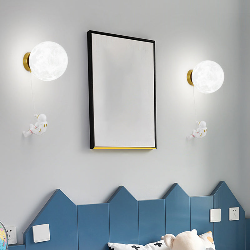 Children Metal Wall Light Flush Mount Globe Shaded Lighting for Foyer and Home