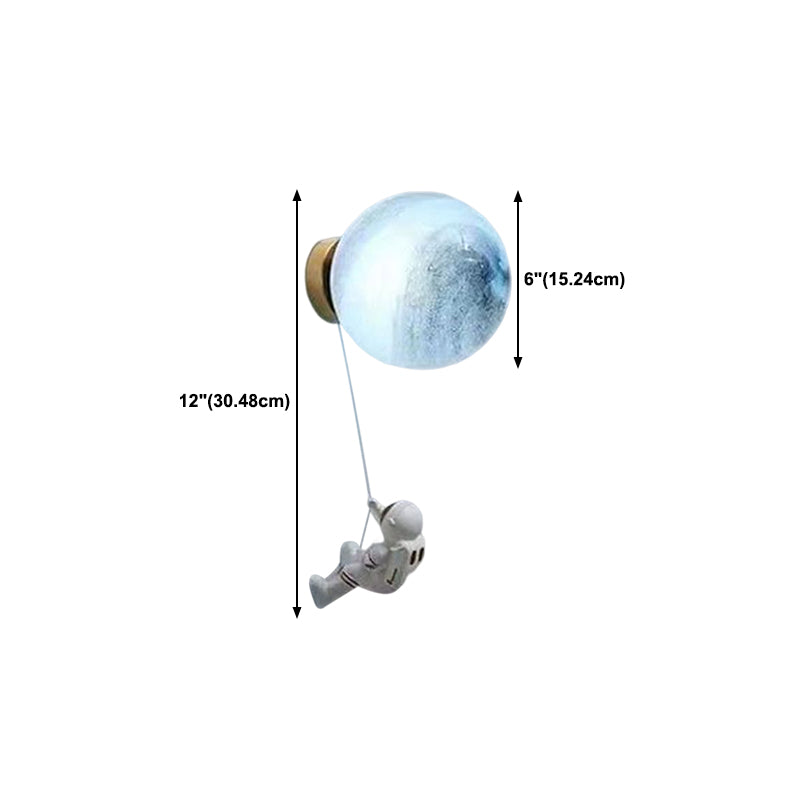 Children Metal Wall Light Flush Mount Globe Shaded Lighting for Foyer and Home