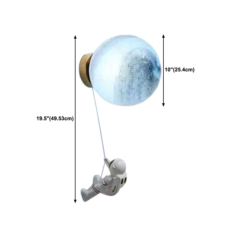Children Metal Wall Light Flush Mount Globe Shaded Lighting for Foyer and Home