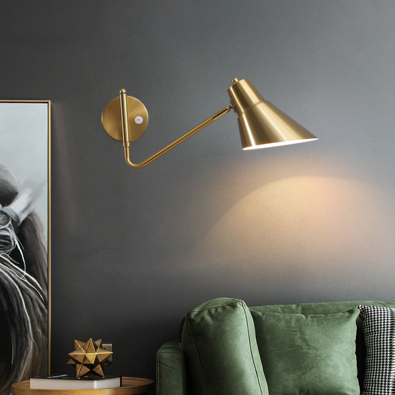 Modern Wall Sconce Geometric Shape Wall Light with Metal Shade for Bedroom