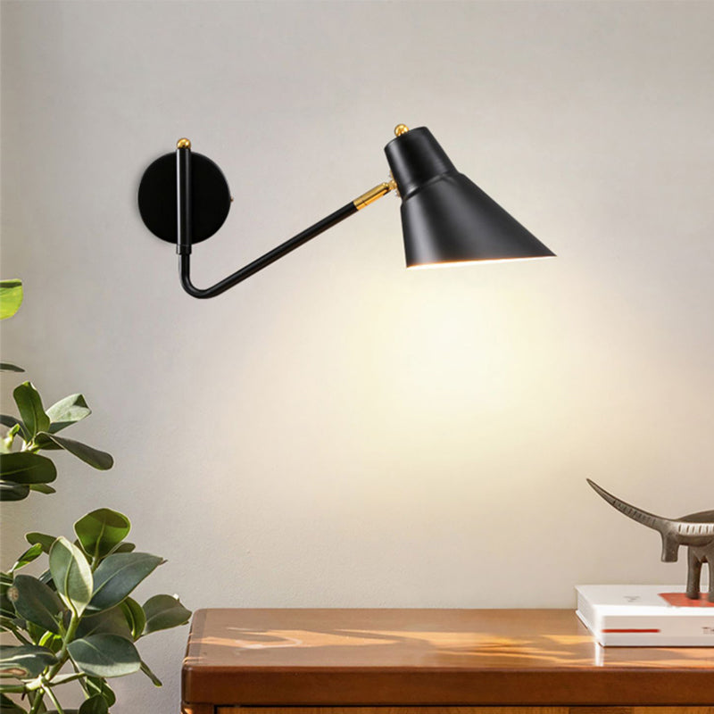 Modern Wall Sconce Geometric Shape Wall Light with Metal Shade for Bedroom