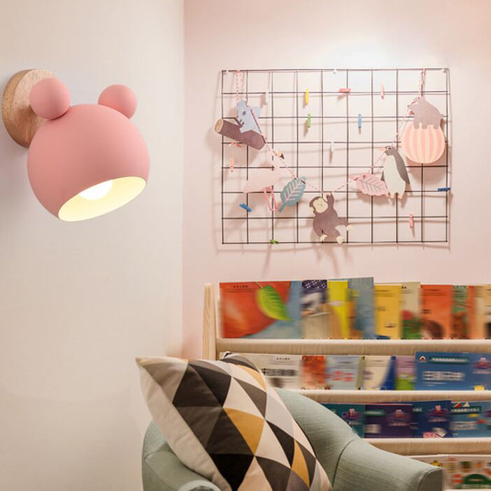 Macaron Cartoon Wall Light 1-Light Wall Mount Lamp with Wood for Living Room