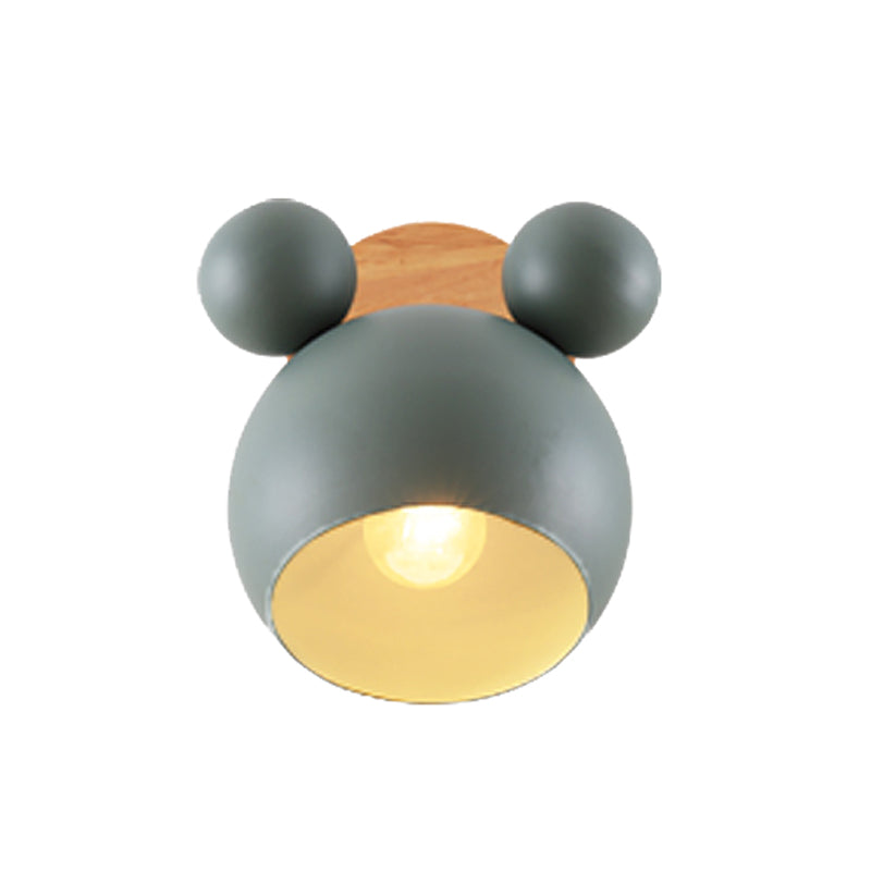 Macaron Cartoon Wall Light 1-Light Wall Mount Lamp with Wood for Living Room
