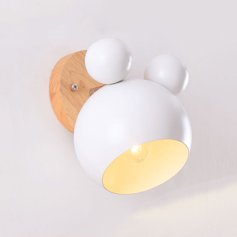 Macaron Cartoon Wall Light 1-Light Wall Mount Lamp with Wood for Living Room