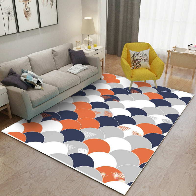 Trendy Geometry Pattern Rug Polyester Area Carpet Non-Slip Backing Carpet for Living Room