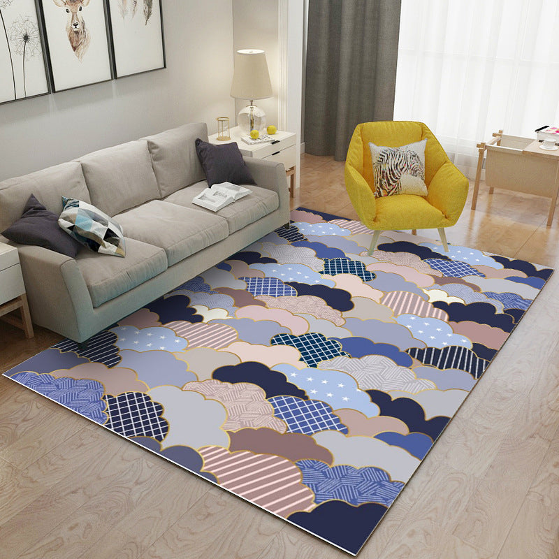 Trendy Geometry Pattern Rug Polyester Area Carpet Non-Slip Backing Carpet for Living Room