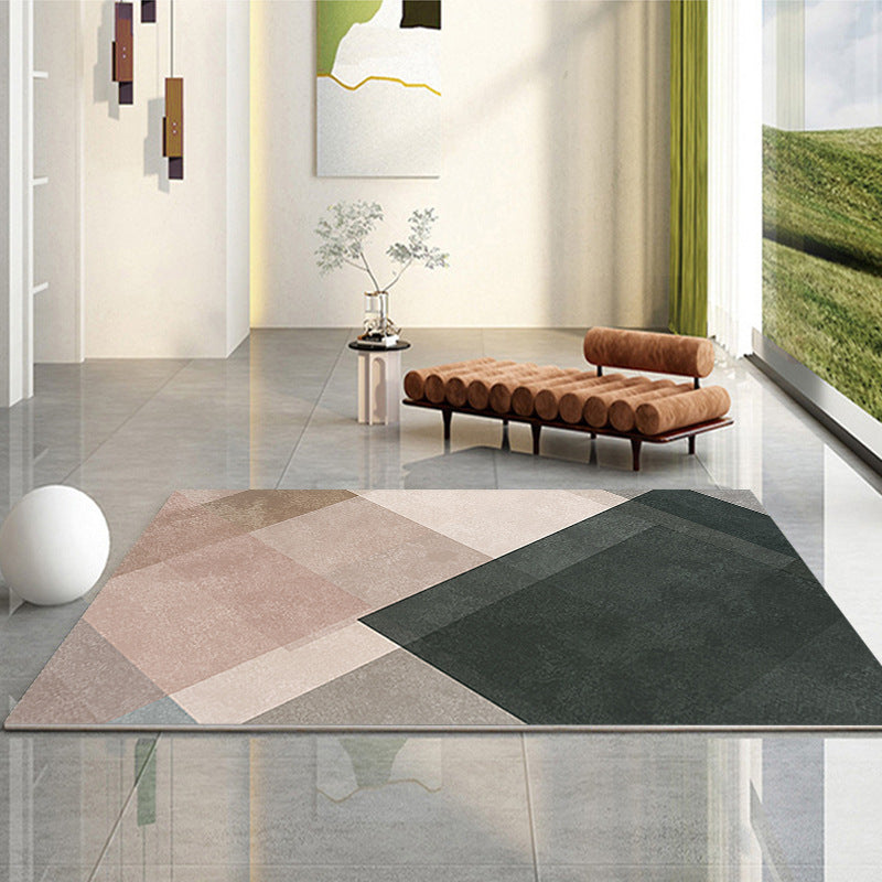 Geometric Indoor Rug Simple Polyester Stain Resistant Area Rug for Living Room