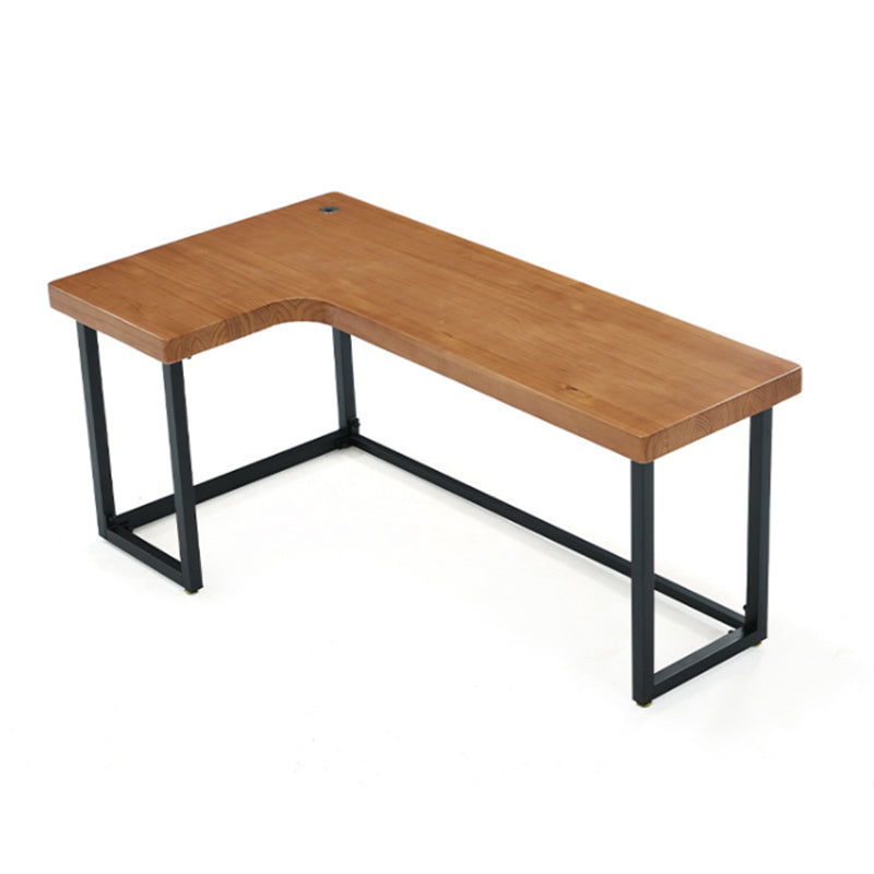 L-Shape Office Table Industrial Writing Desk with H-Shape Base