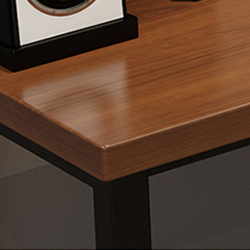 L-Shape Writing Table Industrial Style Solid Wood Working Desk