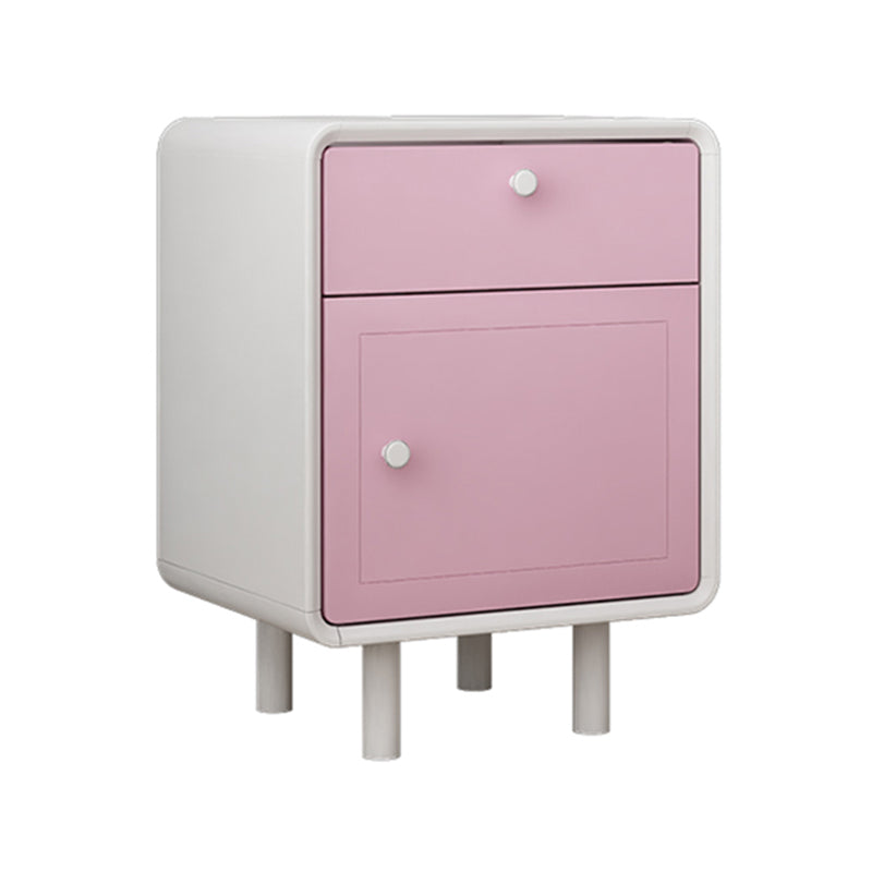 Modern Solid Wood Bed Nightstand 1-Drawer Left Side Rubber Wood Night Table with Door