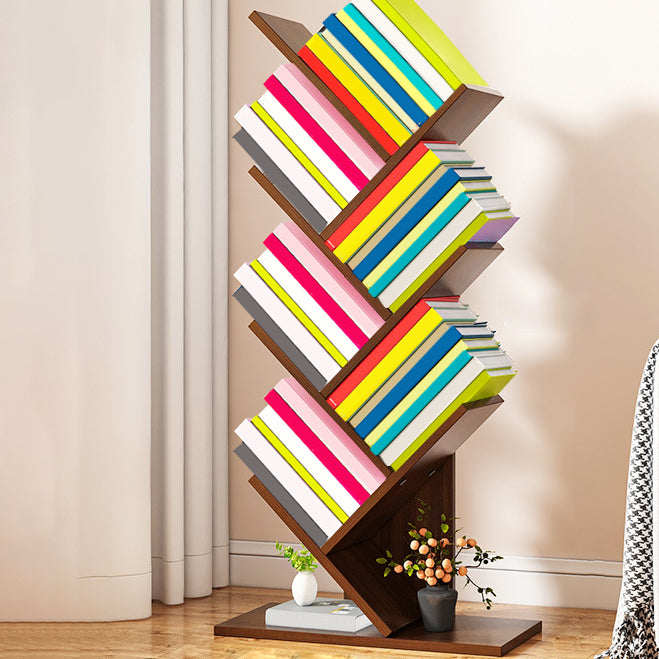 Contemporary Living Room Etagere Shelf Manufactured Wood Bookshelf