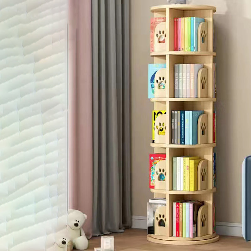 Wooden Rotatable Geometric Bookshelf Modern Home Closed Back Bookcase