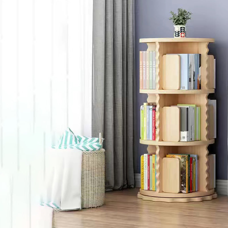 Wooden Rotatable Geometric Bookshelf Modern Home Closed Back Bookcase
