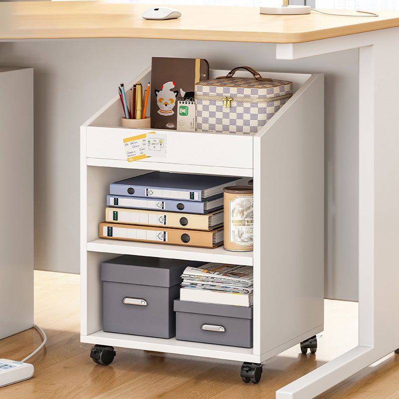 Scandinavian Wooden Movable Bookshelf Home Bookcase with Casters