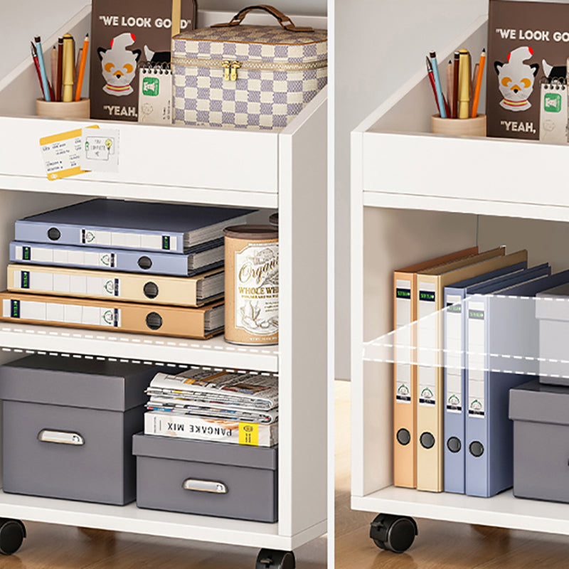 Scandinavian Wooden Movable Bookshelf Home Bookcase with Casters