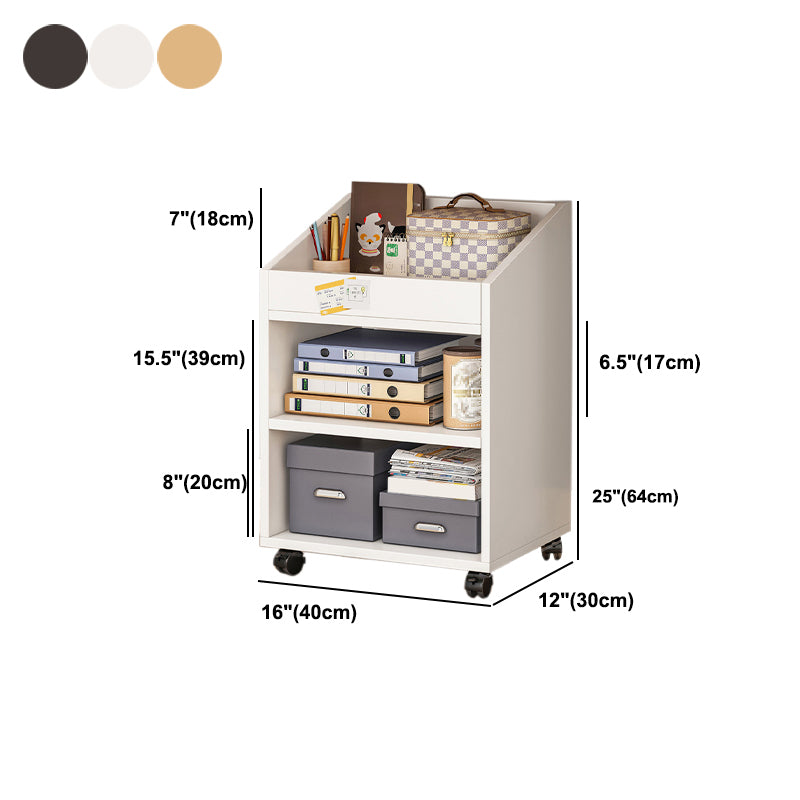 Scandinavian Wooden Movable Bookshelf Home Bookcase with Casters