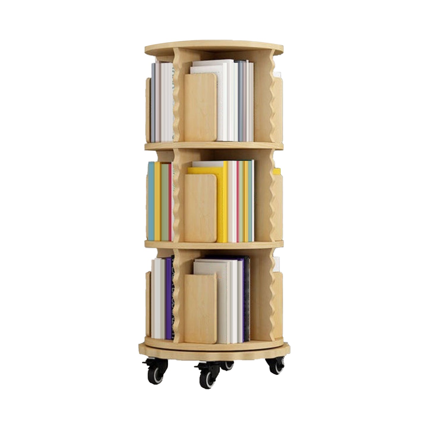 Modern Solid Wood Bookcase, Log, Cylinder Bookshelf for Any Room, 21.5" W