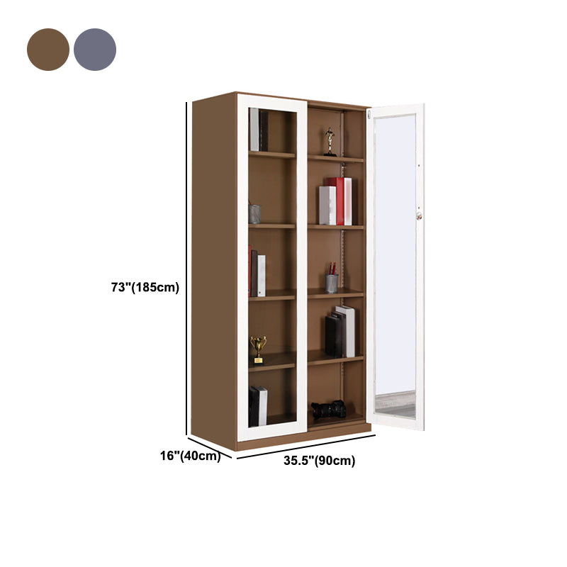 Closed Standard Bookshelf Modern Minimalist Metal Rectangular Bookcase