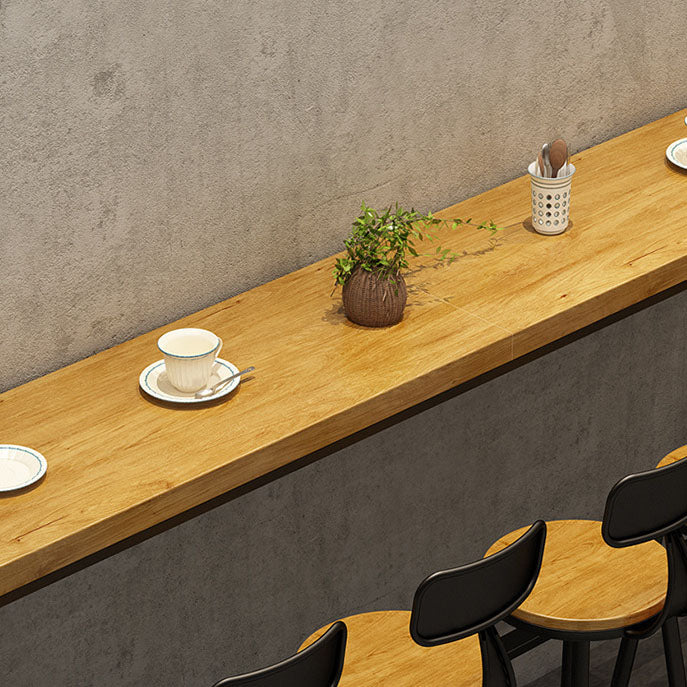 Pine Wood Top Rectangular Bar Table Industrial Pub Table with Trestle Base