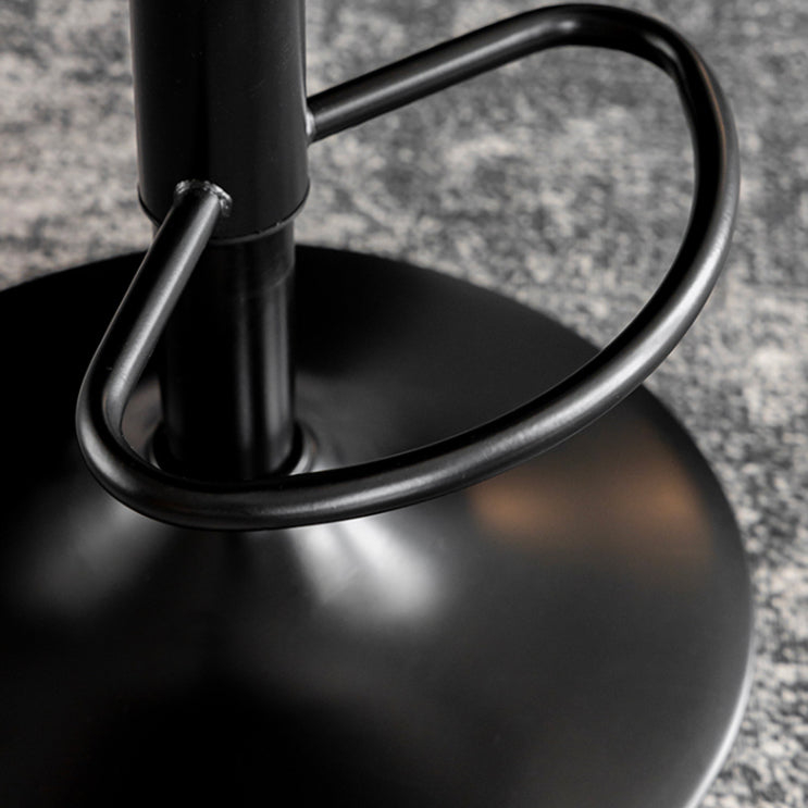 Modern Metal Barstool Faux Leather Footrest Stool Adjustable Height in Matte Finish