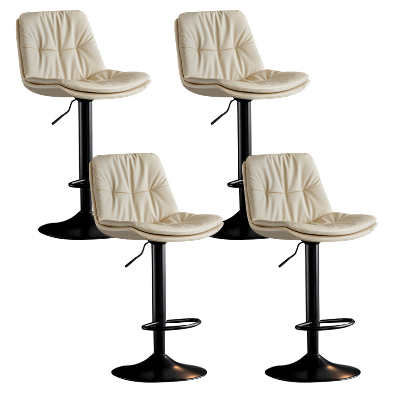 Modern Metal Barstool Faux Leather Footrest Stool Adjustable Height in Matte Finish
