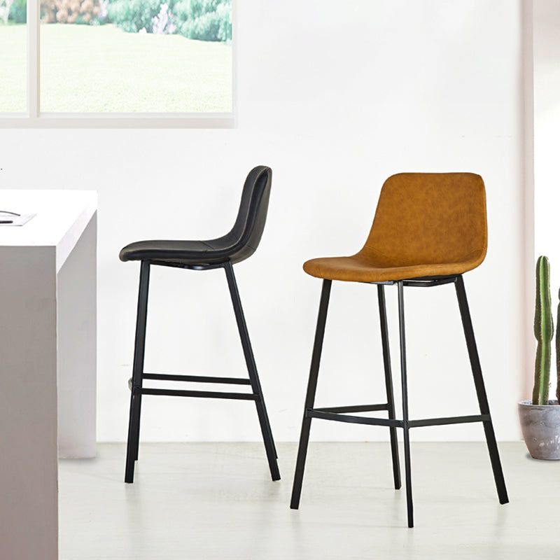 Industrial Bucket Counter Stool Leather Footrest Counter Bar Stool for Cafe