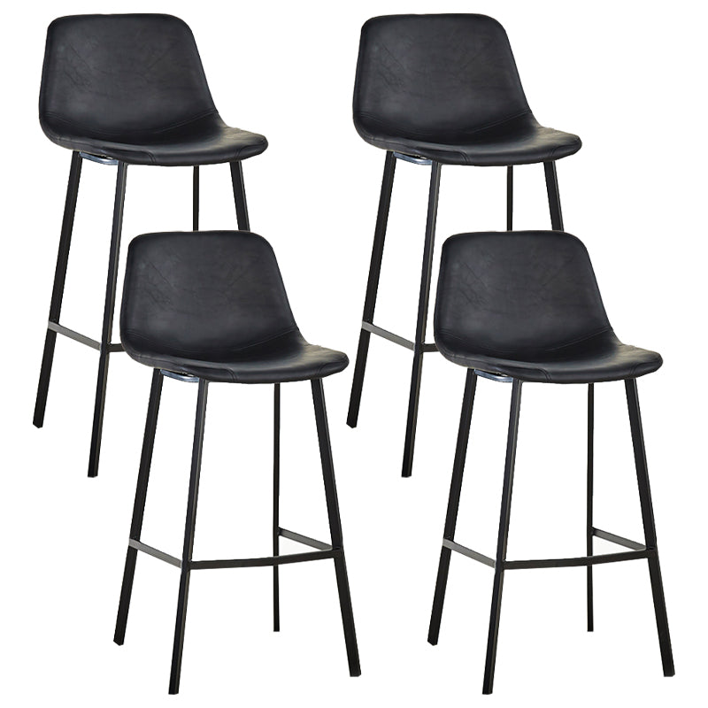 Industrial Bucket Counter Stool Leather Footrest Counter Bar Stool for Cafe
