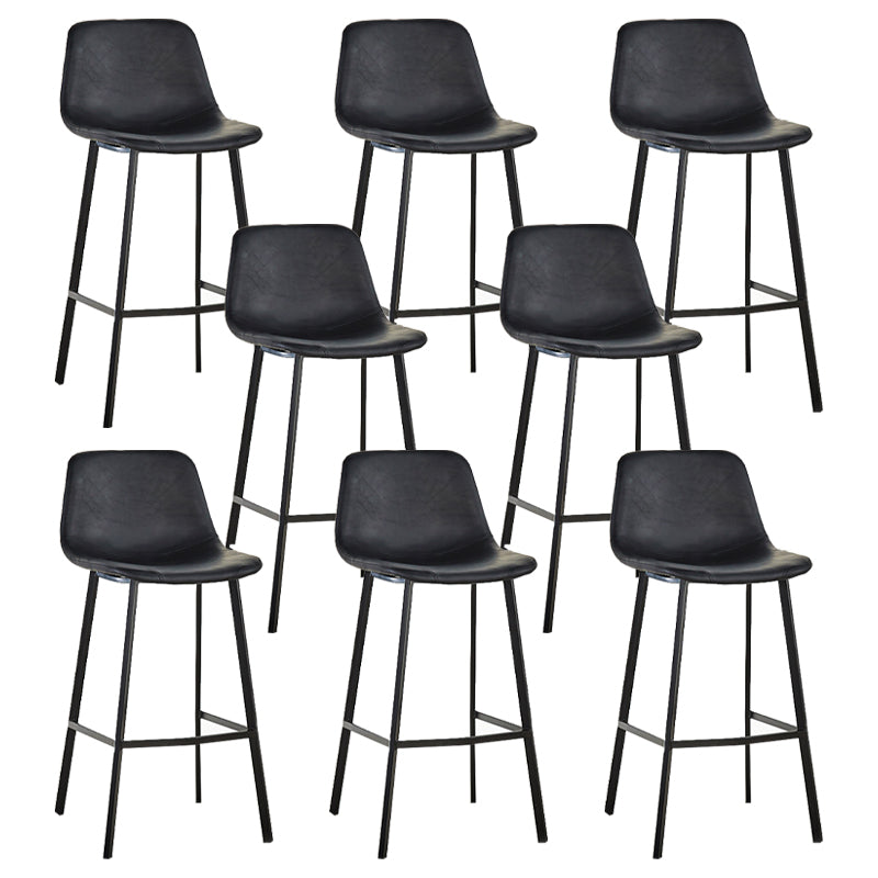 Industrial Bucket Counter Stool Leather Footrest Counter Bar Stool for Cafe