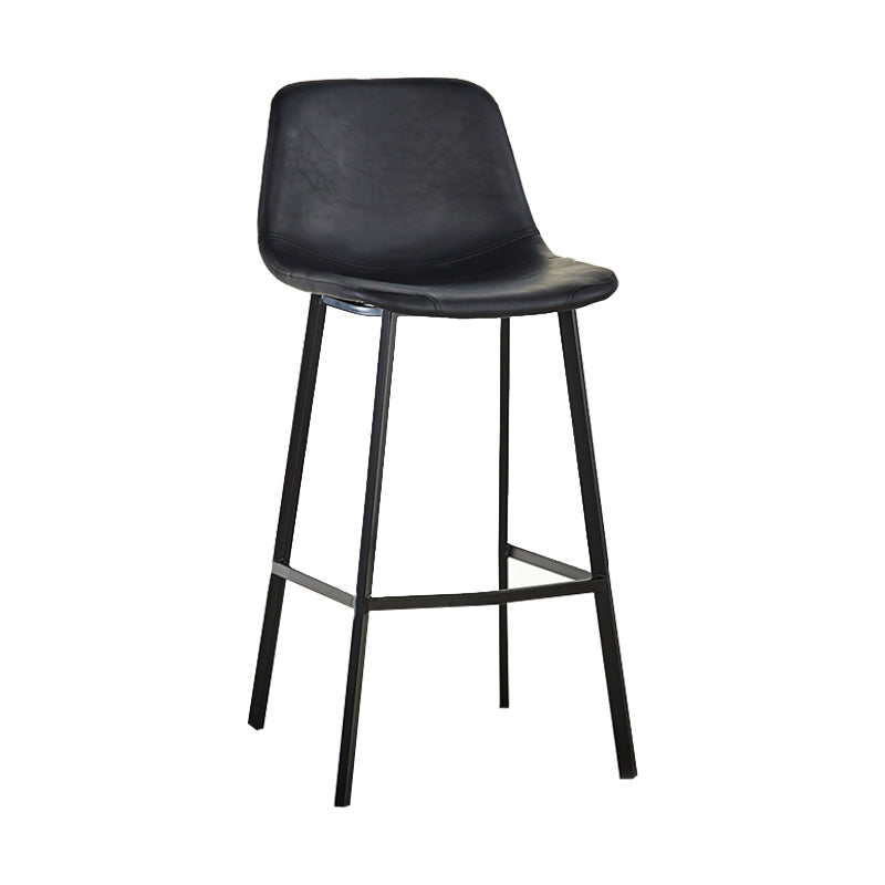 Industrial Bucket Counter Stool Leather Footrest Counter Bar Stool for Cafe