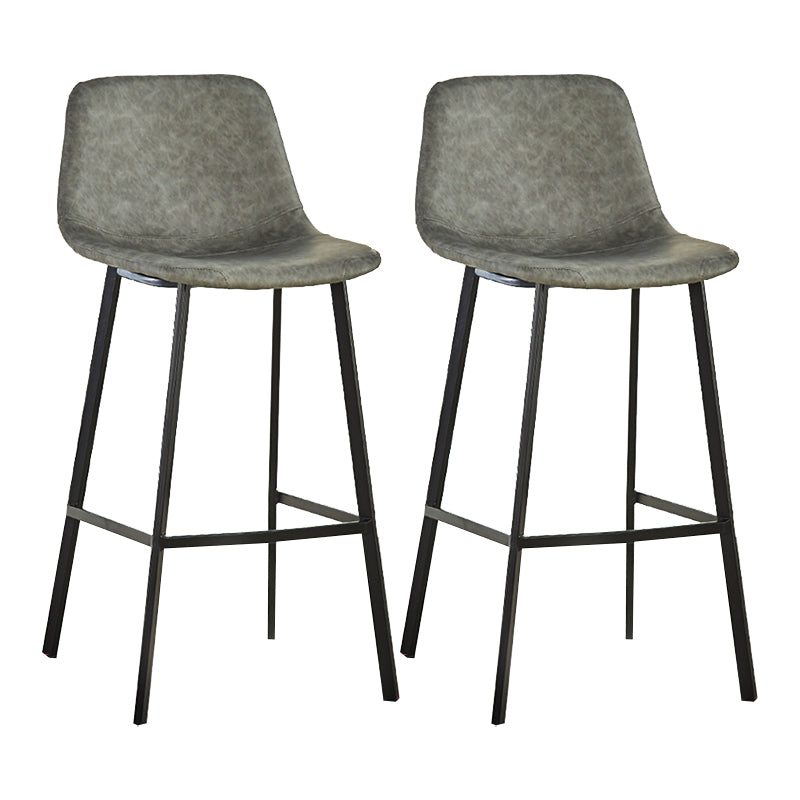 Industrial Bucket Counter Stool Leather Footrest Counter Bar Stool for Cafe