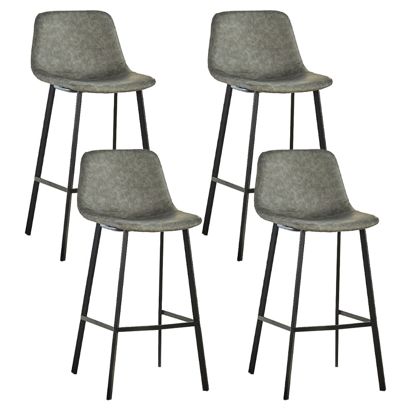 Industrial Bucket Counter Stool Leather Footrest Counter Bar Stool for Cafe