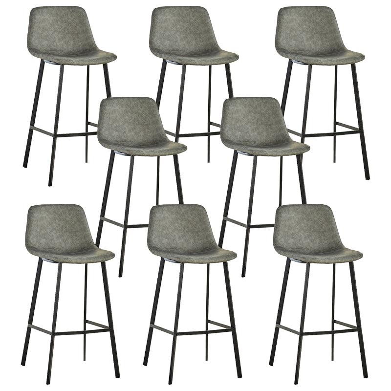 Industrial Bucket Counter Stool Leather Footrest Counter Bar Stool for Cafe