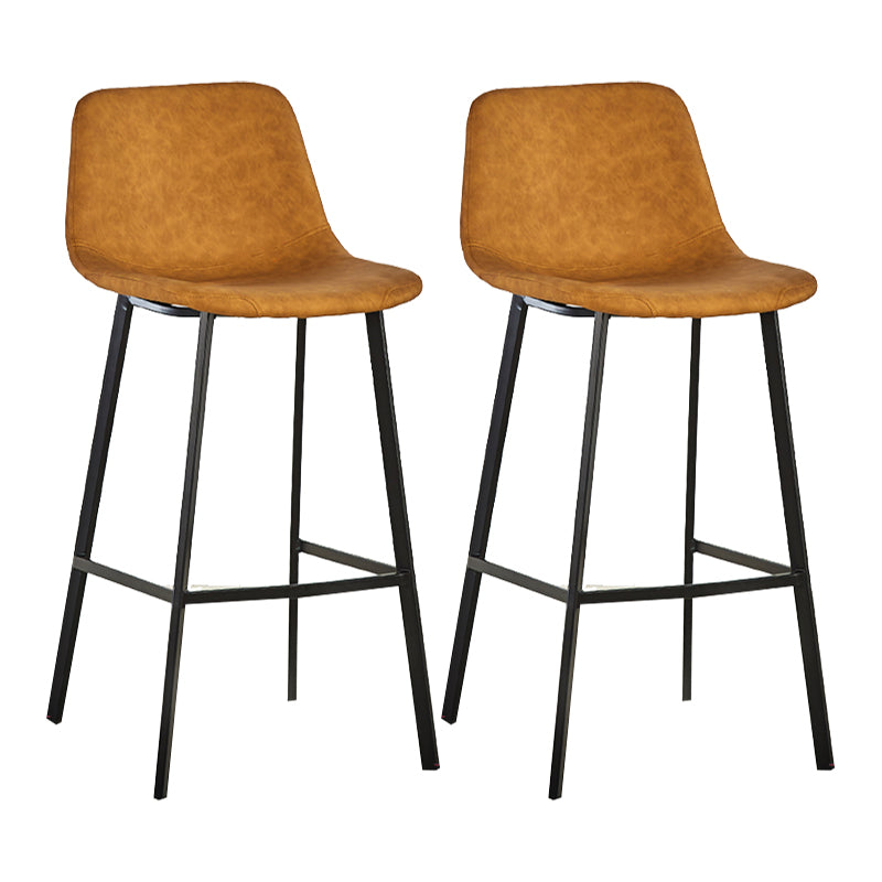 Industrial Bucket Counter Stool Leather Footrest Counter Bar Stool for Cafe