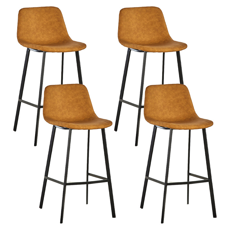 Industrial Bucket Counter Stool Leather Footrest Counter Bar Stool for Cafe