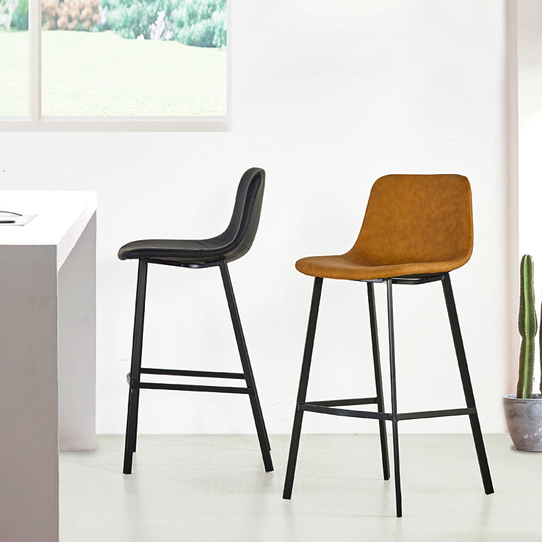 Industrial Bucket Counter Stool Leather Footrest Counter Bar Stool for Cafe