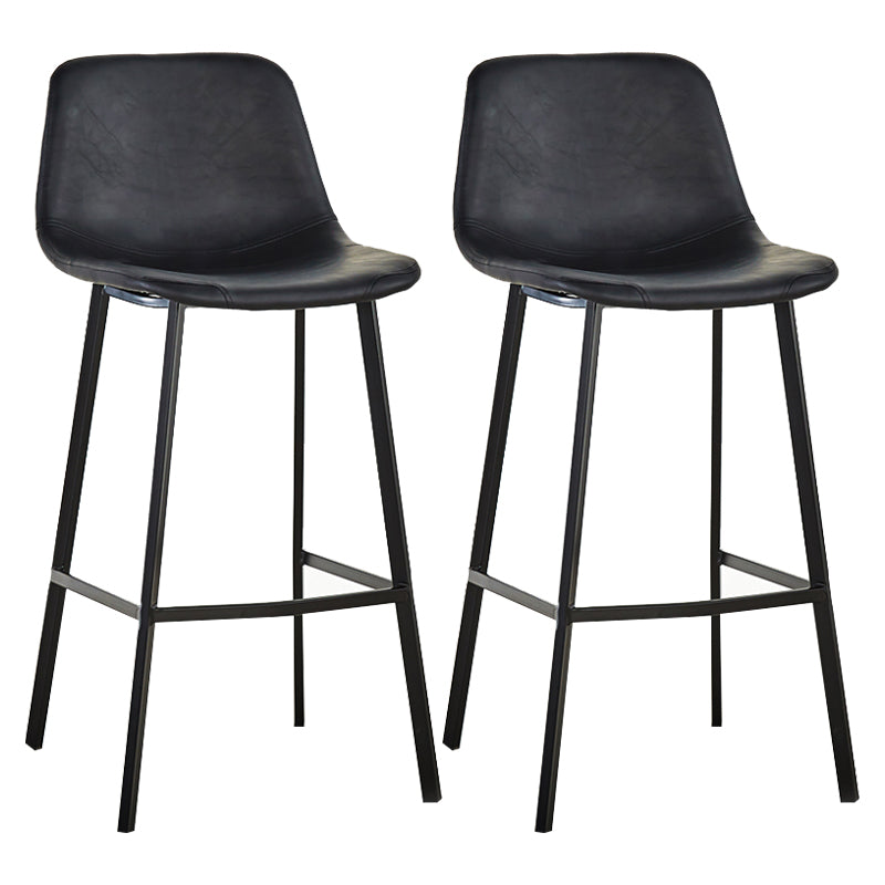 Industrial Bucket Counter Stool Leather Footrest Counter Bar Stool for Cafe
