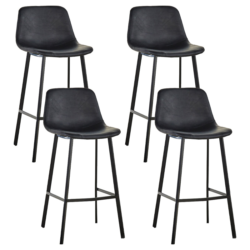 Industrial Bucket Counter Stool Leather Footrest Counter Bar Stool for Cafe