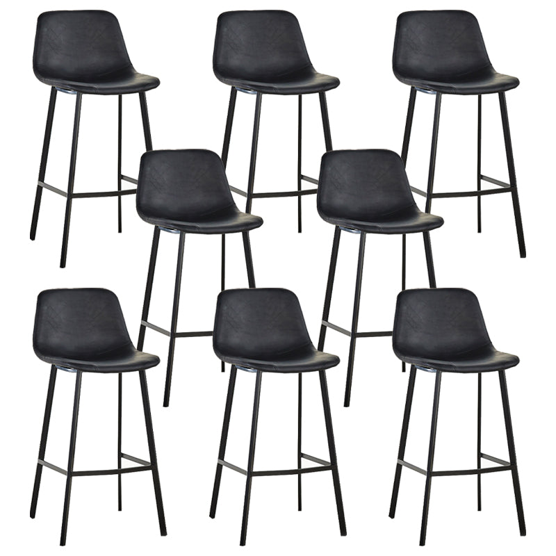 Industrial Bucket Counter Stool Leather Footrest Counter Bar Stool for Cafe