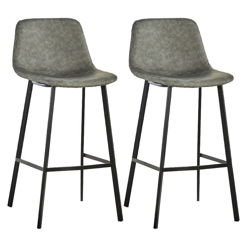 Industrial Bucket Counter Stool Leather Footrest Counter Bar Stool for Cafe