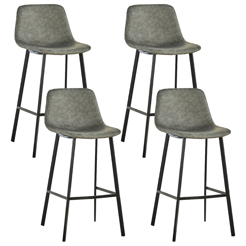 Industrial Bucket Counter Stool Leather Footrest Counter Bar Stool for Cafe