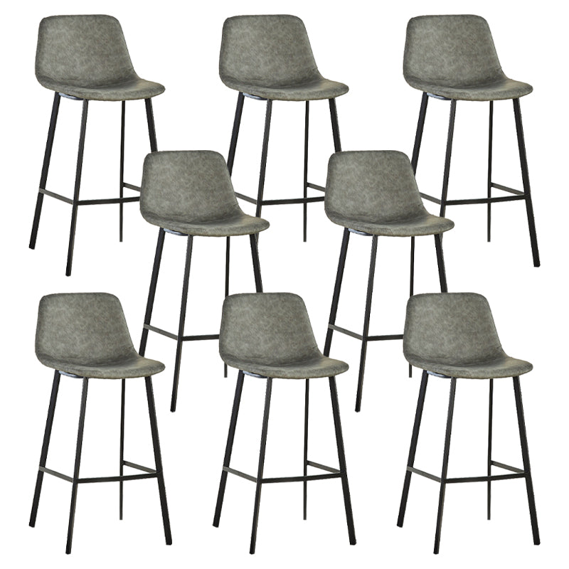 Industrial Bucket Counter Stool Leather Footrest Counter Bar Stool for Cafe