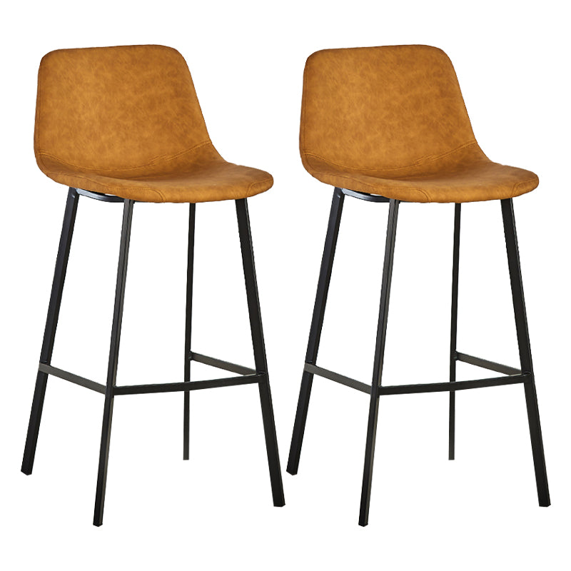 Industrial Bucket Counter Stool Leather Footrest Counter Bar Stool for Cafe