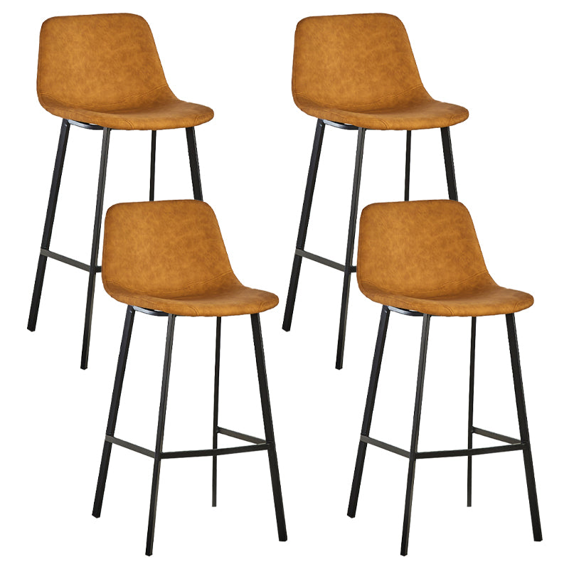 Industrial Bucket Counter Stool Leather Footrest Counter Bar Stool for Cafe