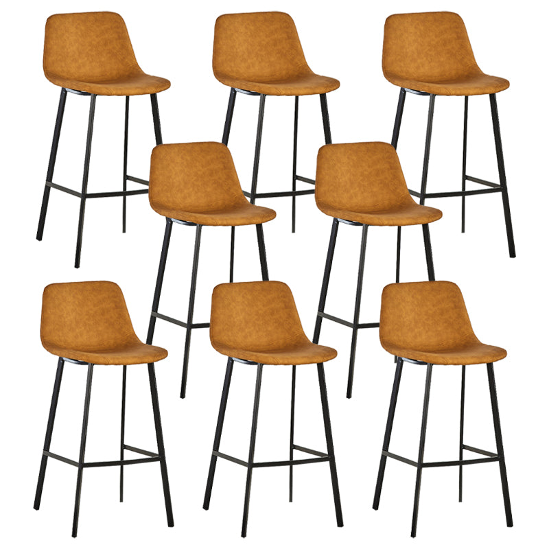 Industrial Bucket Counter Stool Leather Footrest Counter Bar Stool for Cafe