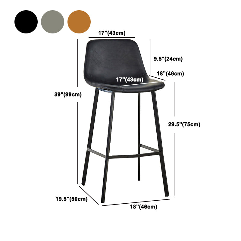 Industrial Bucket Counter Stool Leather Footrest Counter Bar Stool for Cafe
