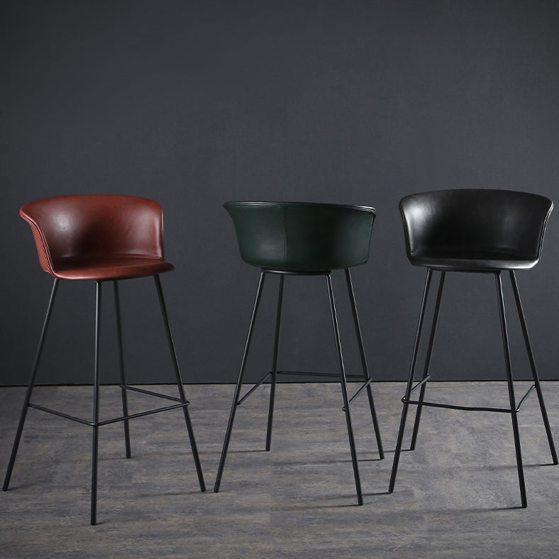 Modern Indoor Backrest Bar Stool Faux Leather Upholstered Bar Stool